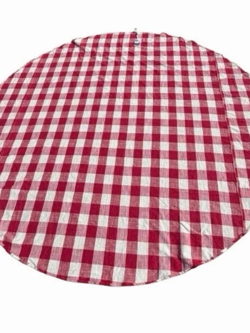 April Cornell Red Cottage Check Round Tablecloth 88" NWT